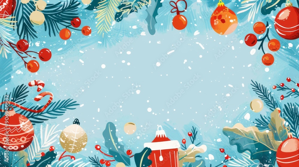 Christmas Ornament Border with Snow Christmas Ornament Border with Snow