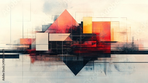 Layers of geometric shapes arranged in a harmonious and aesthetically pleasing manner. photo