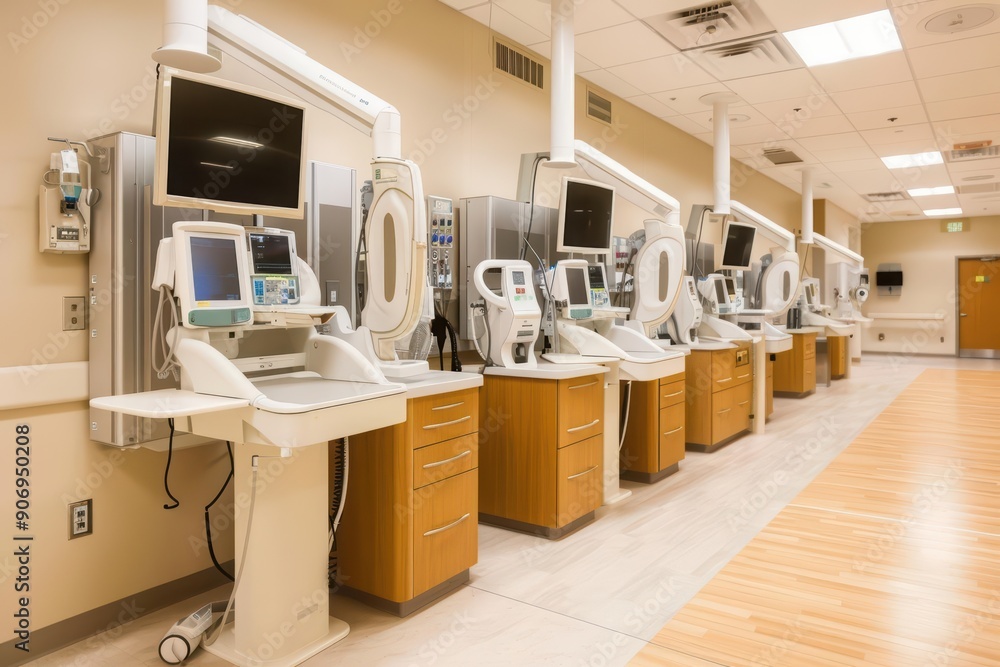 A stateoftheart cardiac care unit equipped with the latest technology, high tech, with copy space A stateoftheart cardiac care unit equipped with the latest technology, high tech, with copy space