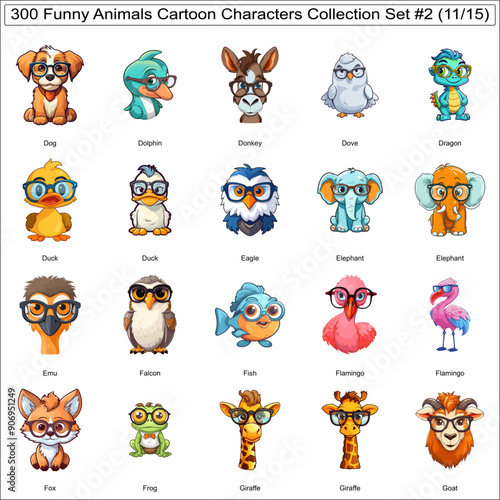 Cute Animals Cartoon Characters Bundle Collection Set of 300 Animals Part 11