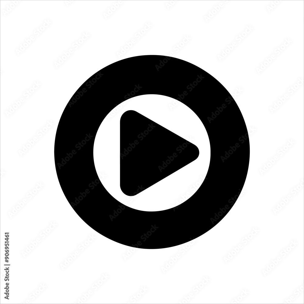 Black and white circle with play button vector silhouette illustration on white background.
Black and white circle with play button vector silhouette illustration on white background.