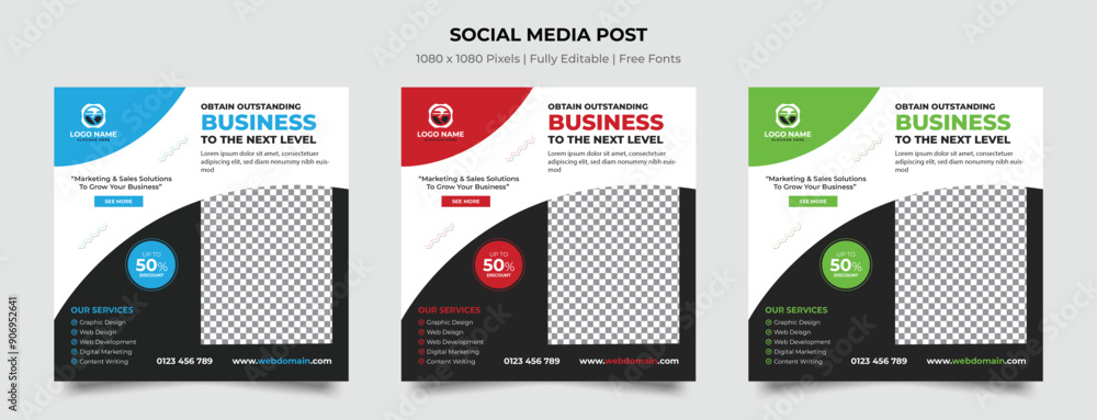 Editable minimal creative marketing agency social media post square banner template and web internet ads with Vector illustration and 3 colors Editable minimal creative marketing agency social media post square banner template and web internet ads with Vector illustration and 3 colors
