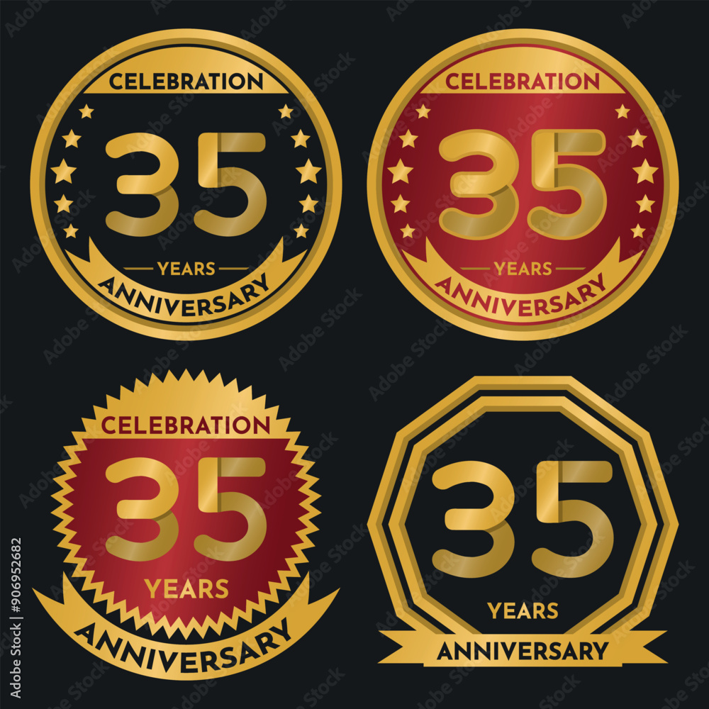 Celebration 35 Year Anniversary - Gold Seals, 4 Variations, Ruby and Transparent Seals.