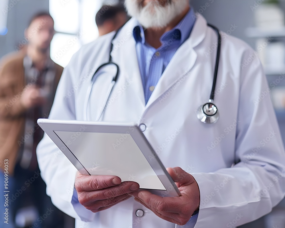 Medical Professional Examining Patient Data Using Tablet Technology Innovation. AI Generated Medical Professional Examining Patient Data Using Tablet Technology Innovation. AI Generated