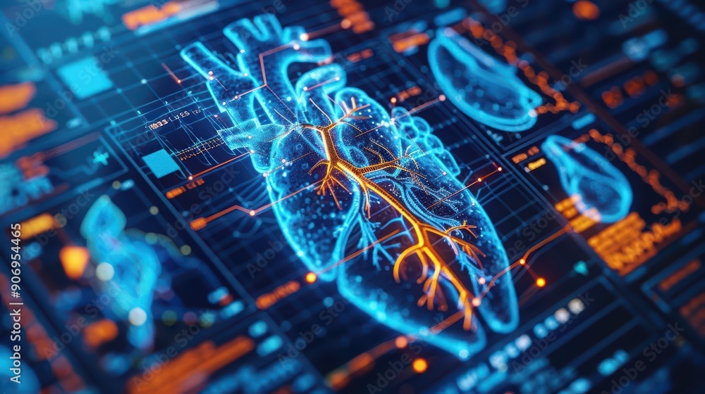 Cuttingedge cardiovascular imaging technology providing detailed scans, high tech, with copy space Cuttingedge cardiovascular imaging technology providing detailed scans, high tech, with copy space