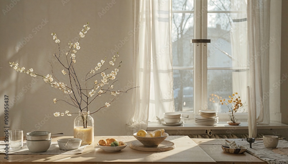 a table with a bowl of fruit and a vase of flowers a table with a bowl of fruit and a vase of flowers