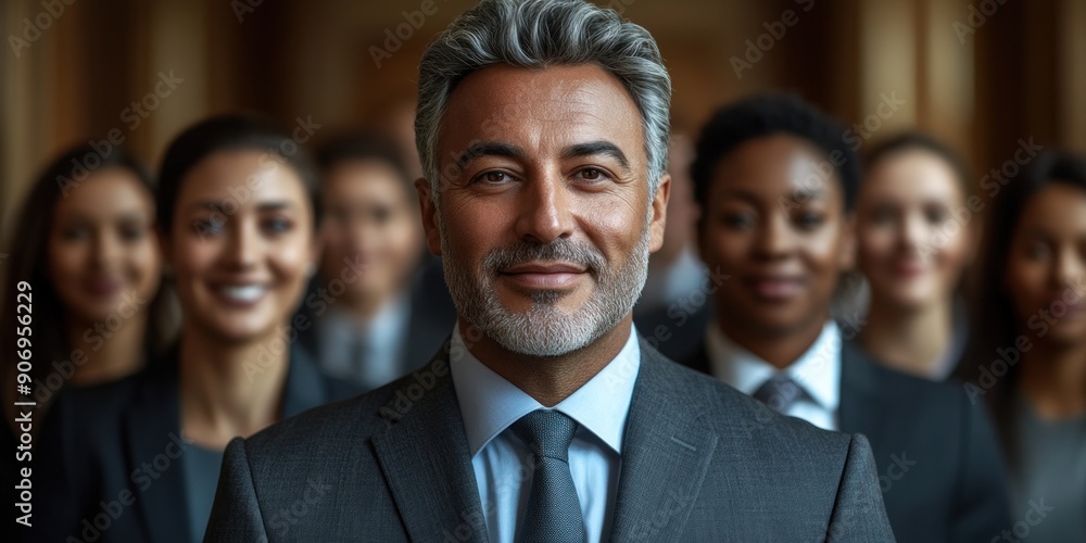 Group of professionals engaged in a confident, collaborative atmosphere at a corporate meeting Group of professionals engaged in a confident, collaborative atmosphere at a corporate meeting