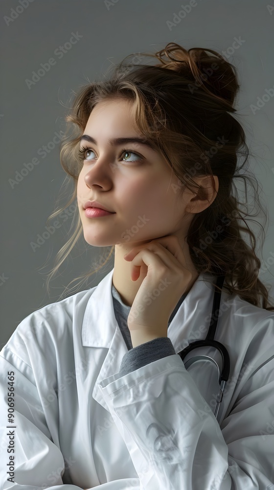 Young Aspiring Doctor Contemplating Future Medical Career Reflective Expression. AI Generated Young Aspiring Doctor Contemplating Future Medical Career Reflective Expression. AI Generated