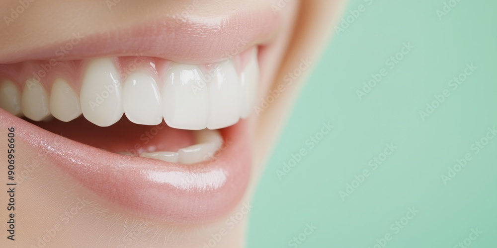 Obraz premium Close-Up Perfect Smile with Pristine White Teeth and Healthy Gums – A Beacon of Dental Health and Beauty.