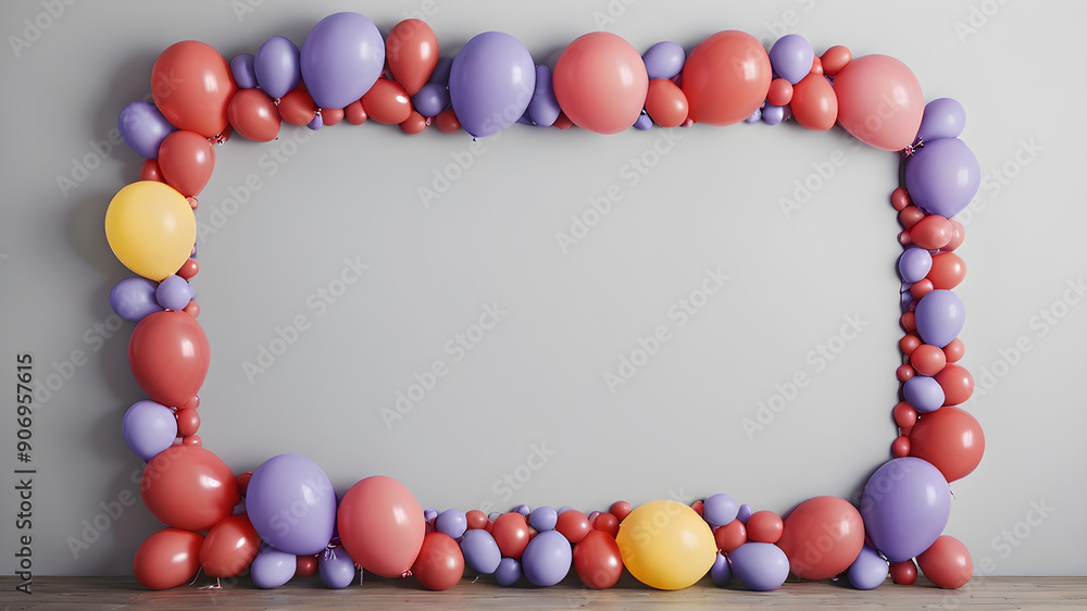 Frame made of balloons, text space. Generative AI Frame made of balloons, text space. Generative AI