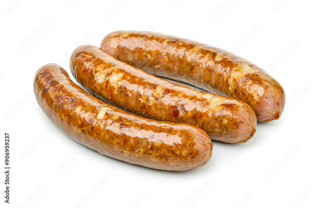Traditional Bavarian grilled sausage isolated on white background
Traditional Bavarian grilled sausage isolated on white background