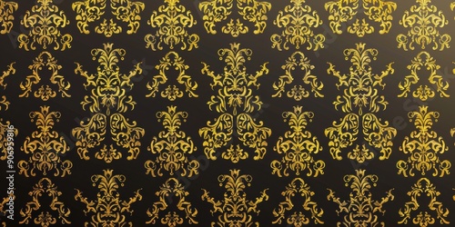 Elegant Gold Floral Pattern on Black Background