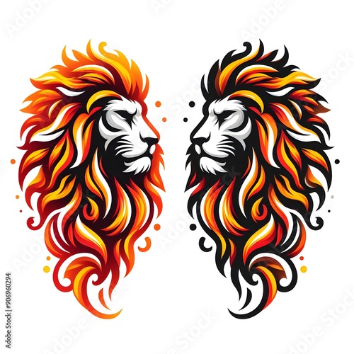 Wallpaper Mural Fiery Lion Head with Abstract Flames Design Torontodigital.ca