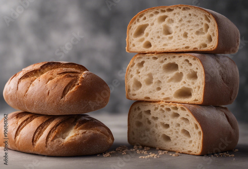 Set of four delicious breads isolated on transparent background photo