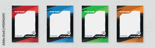 trading card template design for sports, picture frame for player performance, photo frame or border collection for hockey, basketball and football player, sports flyer design, template eps 10.	