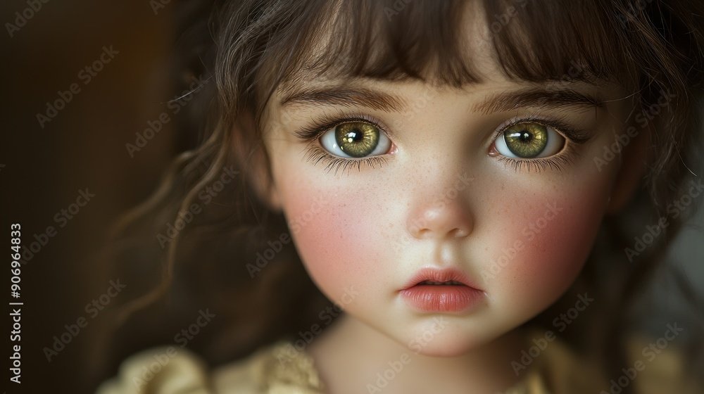 Detailed Portrait of a Realistic Doll with Green Eyes Detailed Portrait of a Realistic Doll with Green Eyes