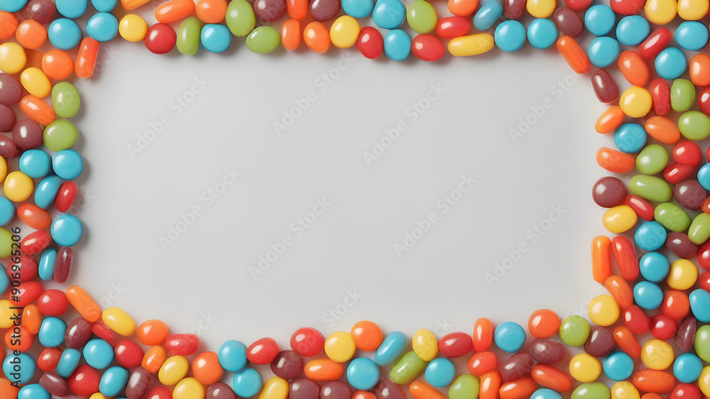 Frame made of sweet candies, space for text. Generative AI Frame made of sweet candies, space for text. Generative AI