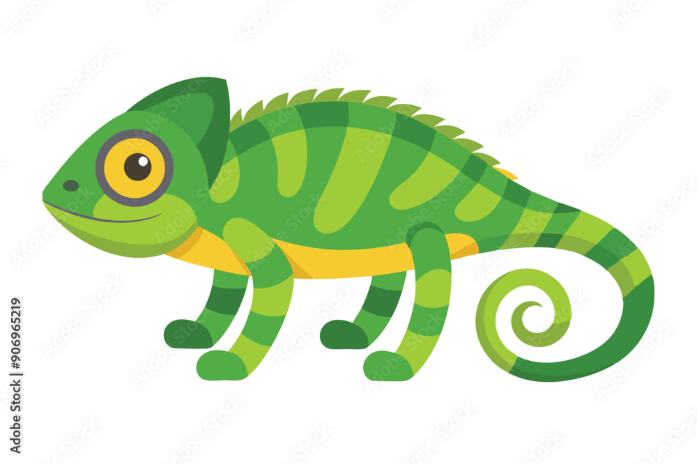 Fototapeta premium Chameleon animal flat vector illustration on white background. 