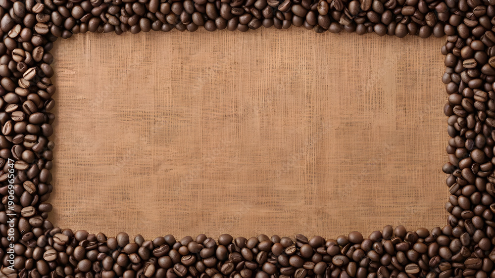 Frame made from coffee beans, text space. Generative AI Frame made from coffee beans, text space. Generative AI