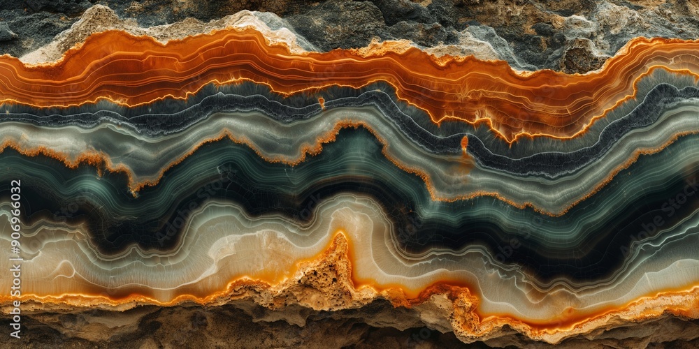 Obraz premium Close-up of colorful, layered mineral formation with vibrant hues