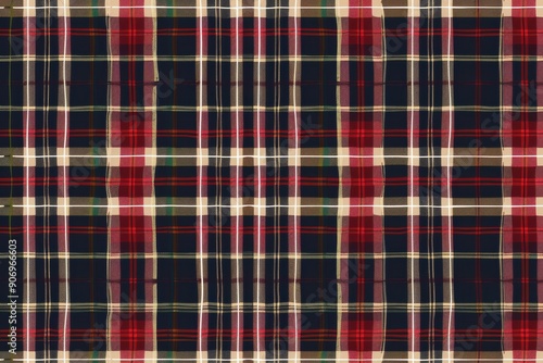 Classic Red and Navy Plaid Pattern Fabric