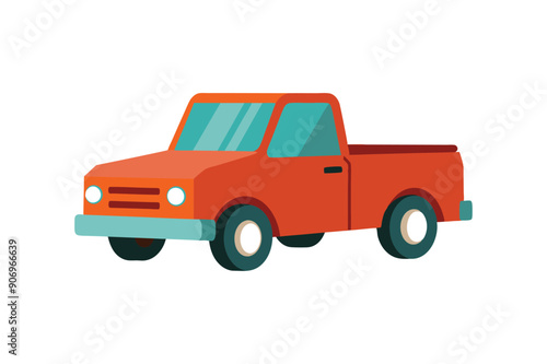  cartoon pickup truck vector art illustration