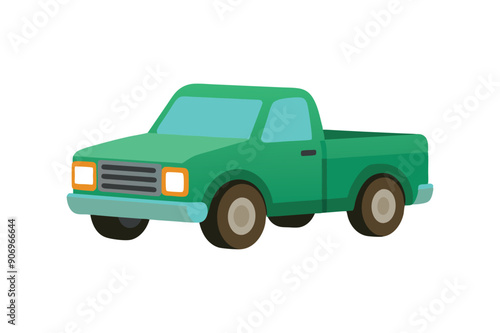  cartoon pickup truck vector art illustration