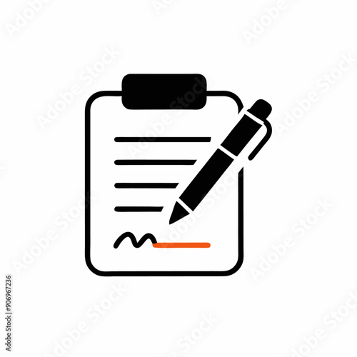 A notepad sign with pen vector illustration, isolated white background (14)