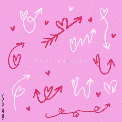 hand drawing love arrows doodle 