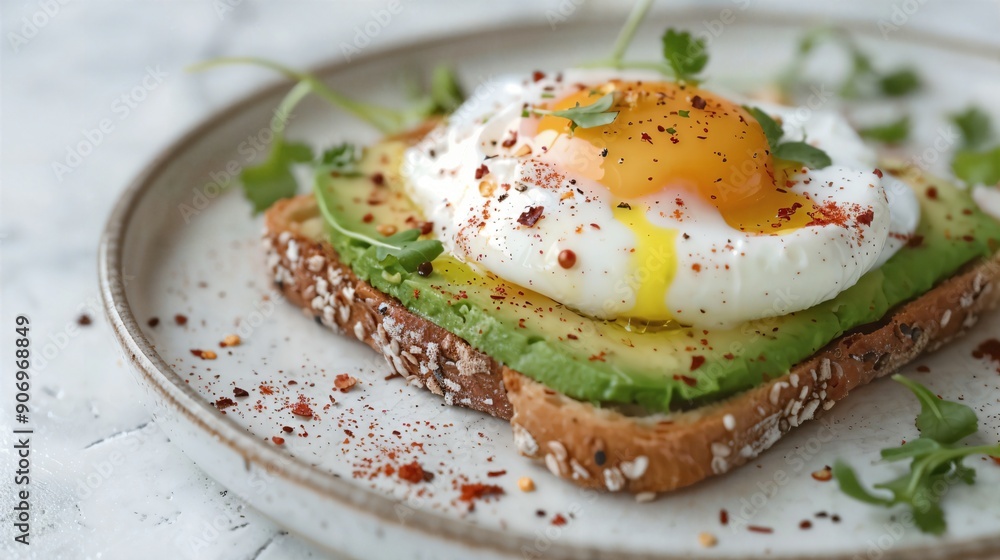 a close up of a plate of food with an egg a close up of a plate of food with an egg