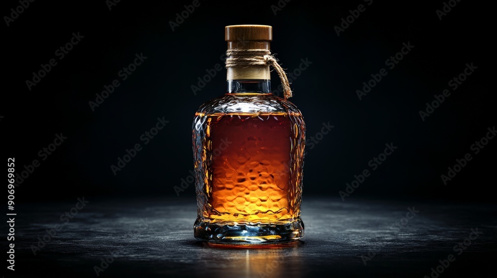 an unbranded bottle of whiskey on black background an unbranded bottle of whiskey on black background
