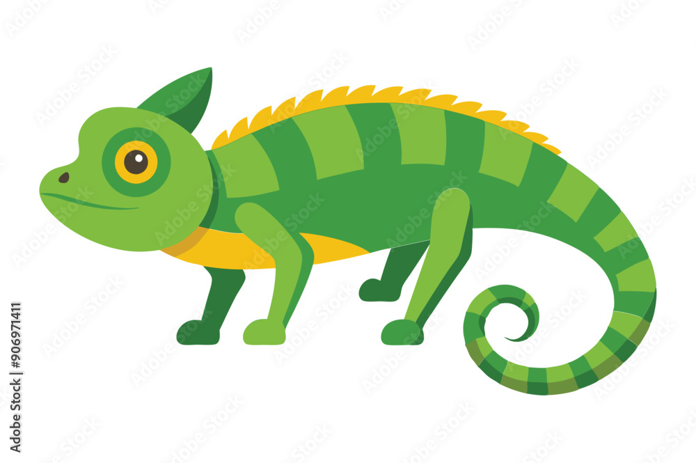 Fototapeta premium Chameleon animal flat vector illustration on white background.
