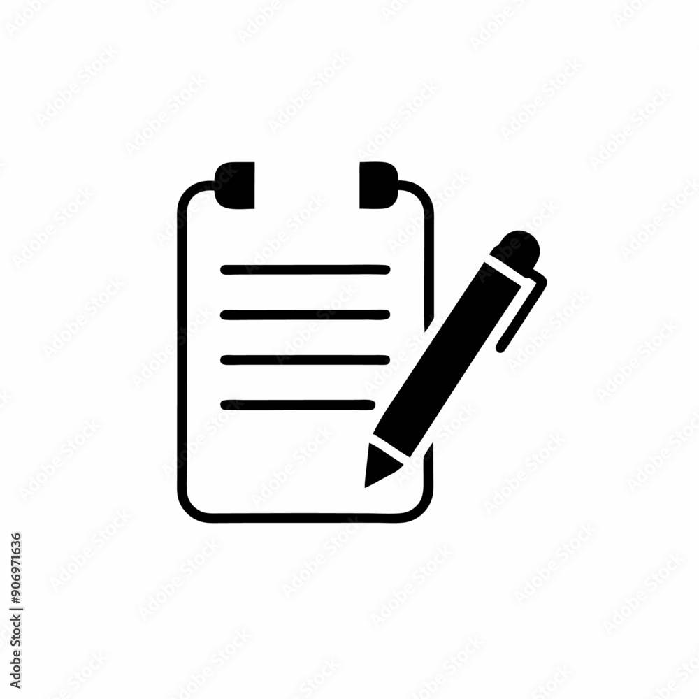 A notepad sign with pen vector illustration, isolated white background (26) A notepad sign with pen vector illustration, isolated white background (26)