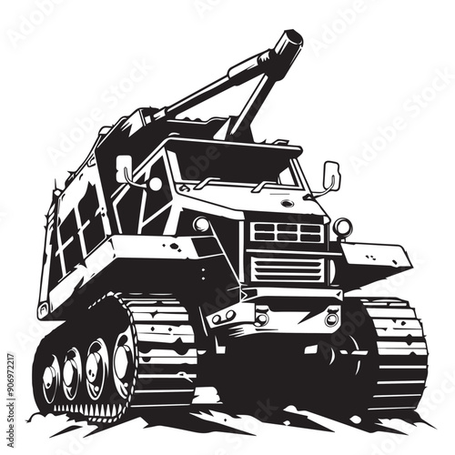 CRAWLER CARRIER in cartoon, doodle style . Image for t-shirt, web, mobile apps and ui. Isolated 2d vector illustration in logo, icon, sketch style, Eps 10, black and white. AI Generative