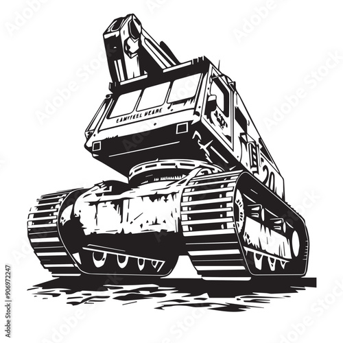 CRAWLER CARRIER in cartoon, doodle style . Image for t-shirt, web, mobile apps and ui. Isolated 2d vector illustration in logo, icon, sketch style, Eps 10, black and white. AI Generative