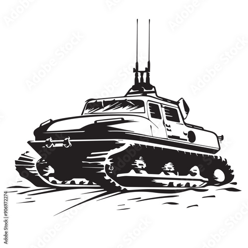 CRAWLER CARRIER in cartoon, doodle style . Image for t-shirt, web, mobile apps and ui. Isolated 2d vector illustration in logo, icon, sketch style, Eps 10, black and white. AI Generative