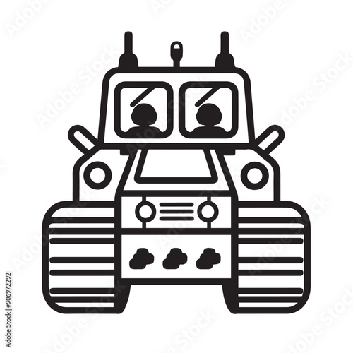 CRAWLER CARRIER in cartoon, doodle style . Image for t-shirt, web, mobile apps and ui. Isolated 2d vector illustration in logo, icon, sketch style, Eps 10, black and white. AI Generative