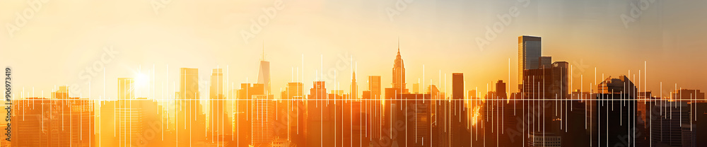 Fototapeta premium city, skyline, cityscape, silhouette, building, sky, vector, architecture, urban, illustration, sunset
