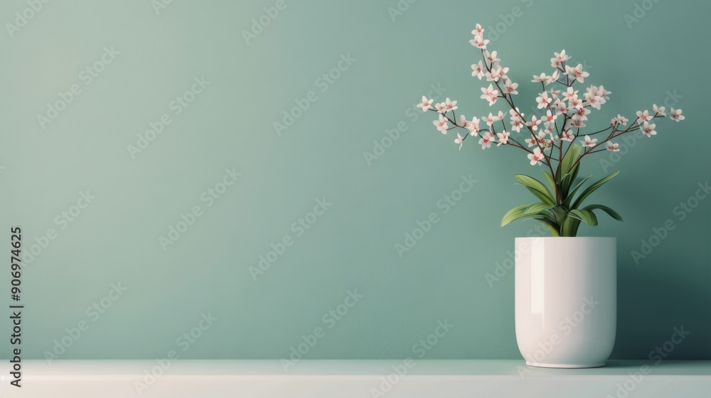 Indoor Potted Palm Plant Against Mint Green Wall With Sunlight Shadows Indoor Potted Palm Plant Against Mint Green Wall With Sunlight Shadows
