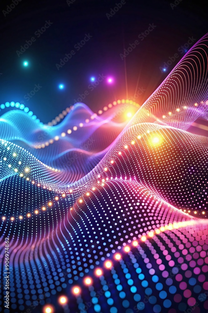 Abstract Digital Wave with Dotted Lines and Glowing Lights - Perfect for Technology, Backgrounds, and Design Projects Abstract Digital Wave with Dotted Lines and Glowing Lights - Perfect for Technology, Backgrounds, and Design Projects