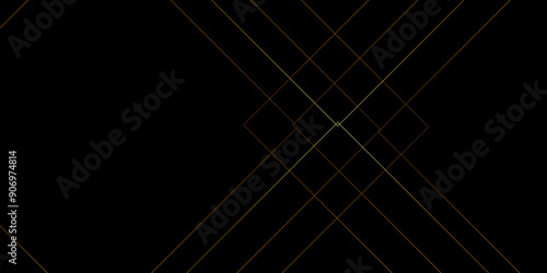 Abstract industrial Design random lines gold on black background. Geometric seamless minimalist pattern with straight lines design. luxury gold geometric random chaotic lines.squares and triangle line