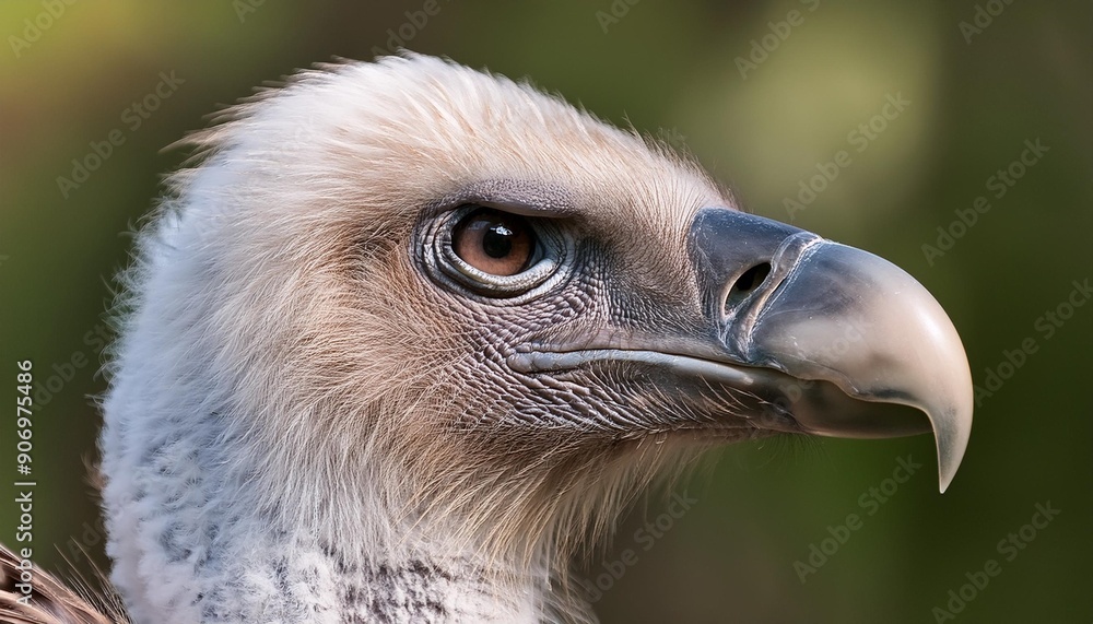 This image captures a close, detailed view of a european griffon vulture with a keen gaze This image captures a close, detailed view of a european griffon vulture with a keen gaze
