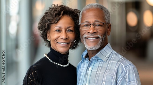 Smiling Couple Standing Together in a Park During Golden Hour