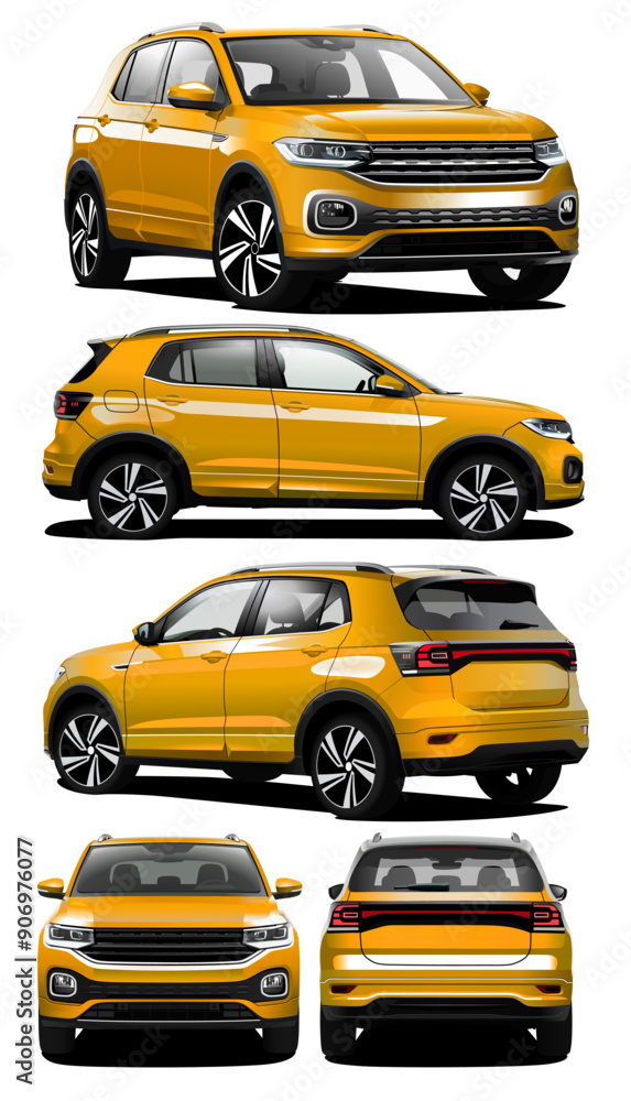 vector realistic 3d illustration yellow car with gradients vector realistic 3d illustration yellow car with gradients