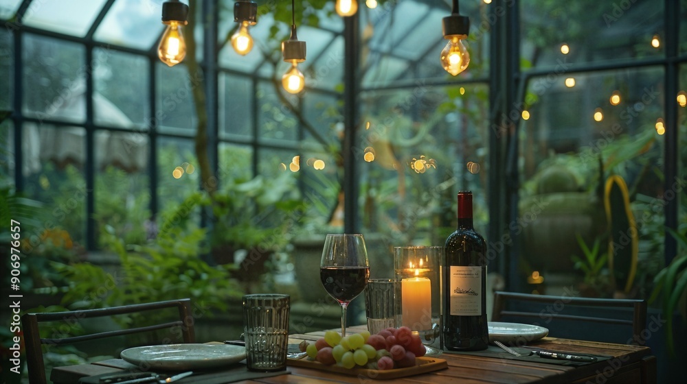 a table with a plate of food and a bottle of wine a table with a plate of food and a bottle of wine