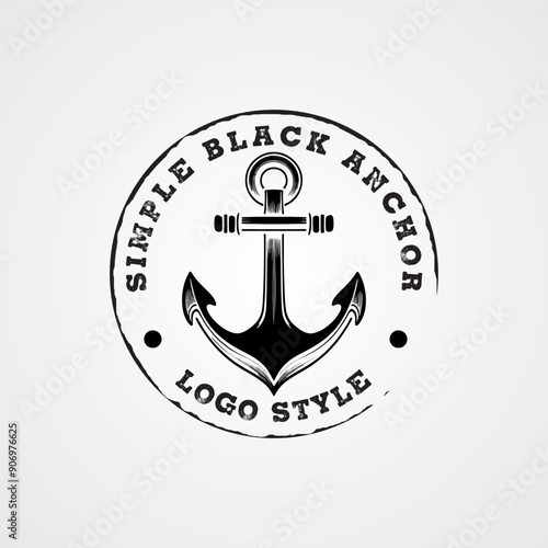 Anchor Hipster Vintage Retro Circular Rustic Stamp Hand Drawn Boat Ship Marine Navy Nautical logo design