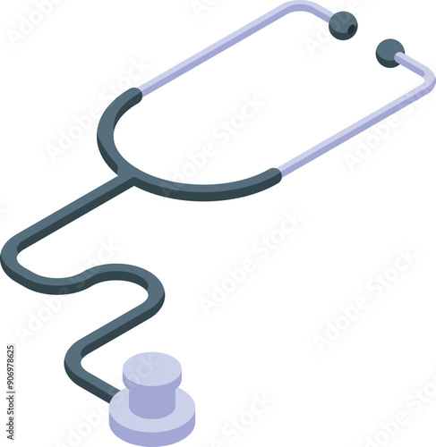 Modern stethoscope is lying on a white surface, ready to be used by a medical professional for a medical examination