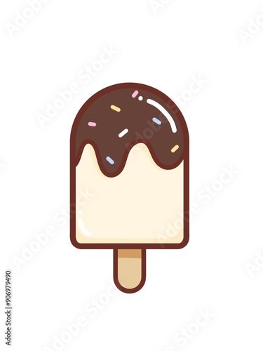 Simple illustration of a refreshing ice cream stick on a white background