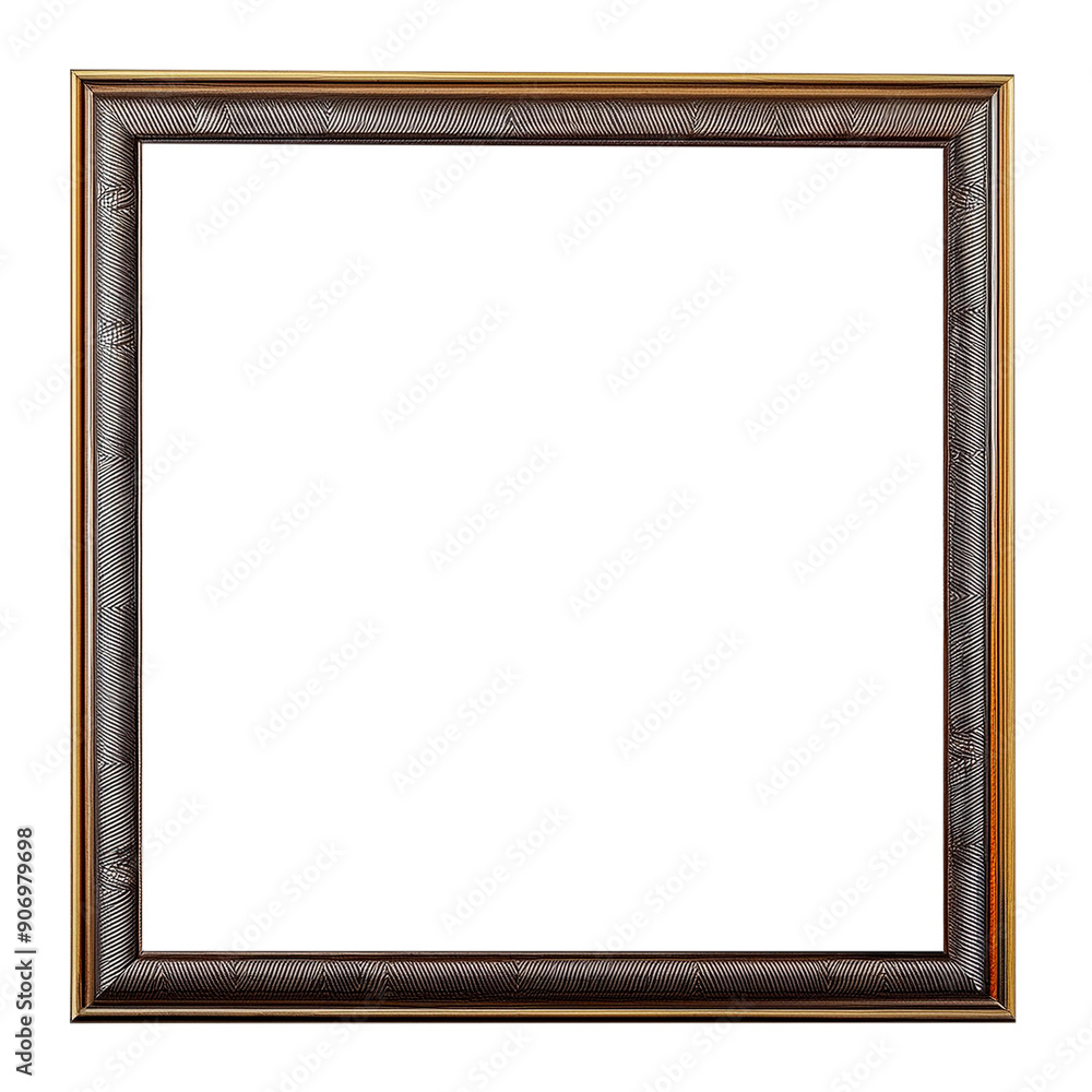 decorative classic wooden picture frames isolated on transparent background. Generative AI decorative classic wooden picture frames isolated on transparent background. Generative AI