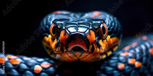 Close-up of the head of a poisonous snake photo